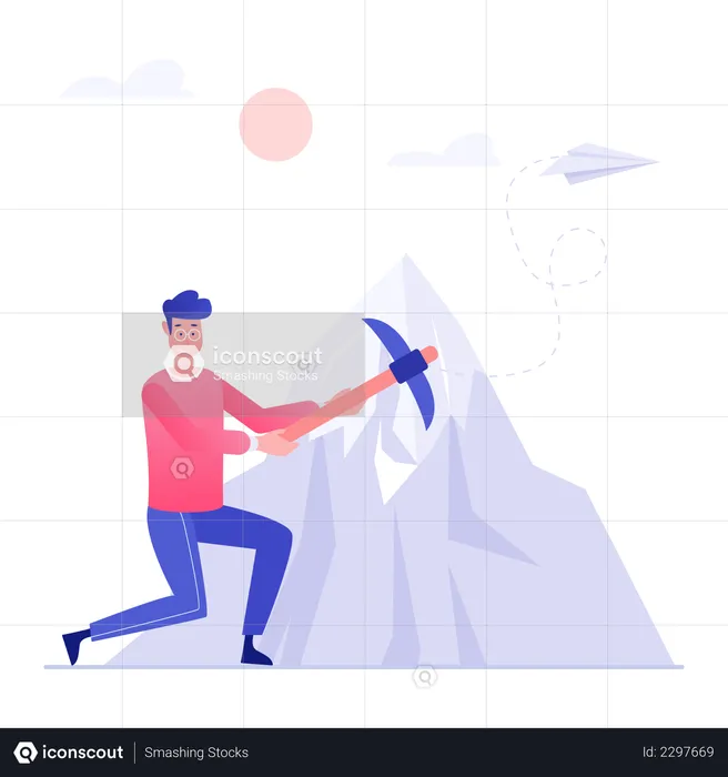 Male employee doing data mining  Illustration