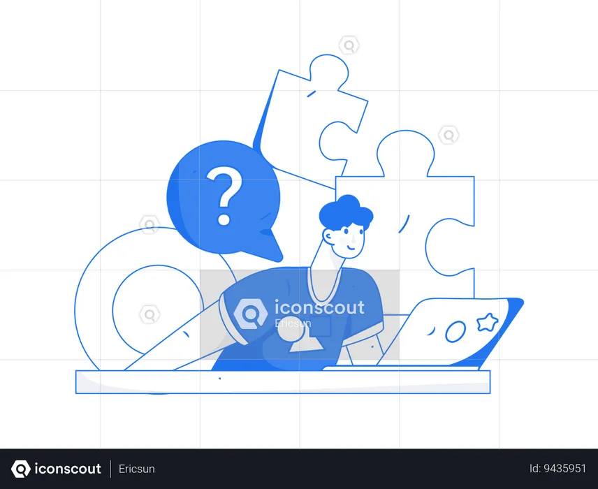 Male employee finding business solution  Illustration