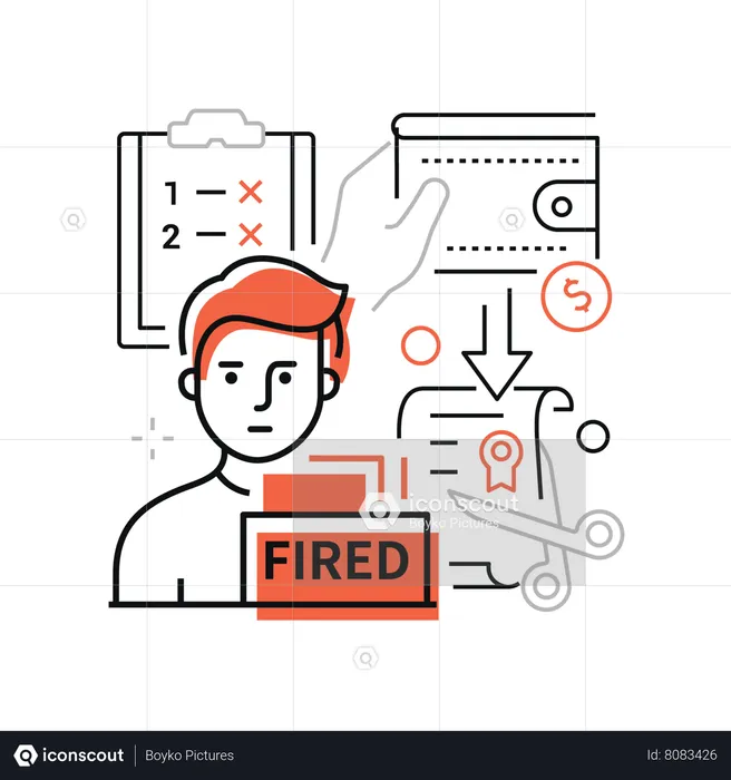 Male employee fired  Illustration