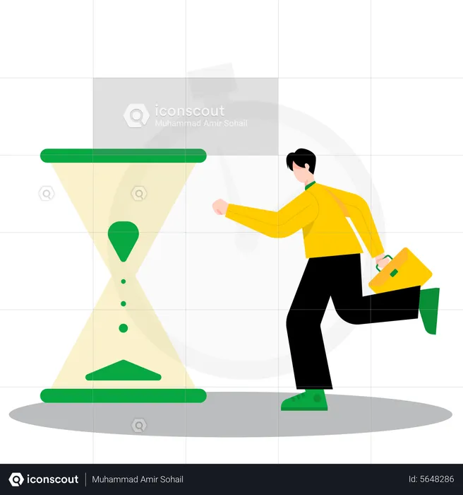 Male employee getting late for office  Illustration