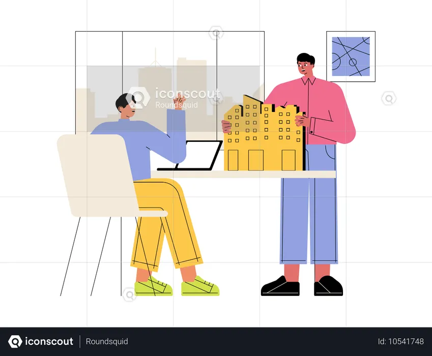 Male employee giving presentation  Illustration
