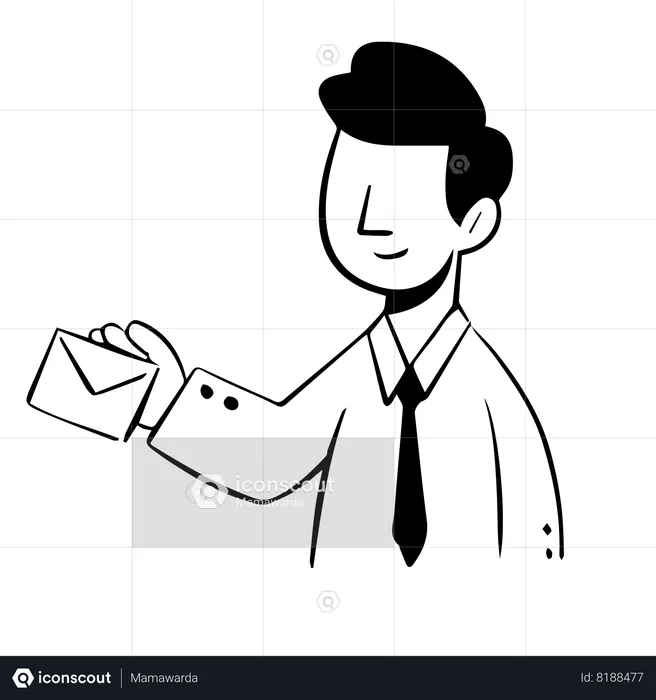 Male Employee Holding Mail  Illustration