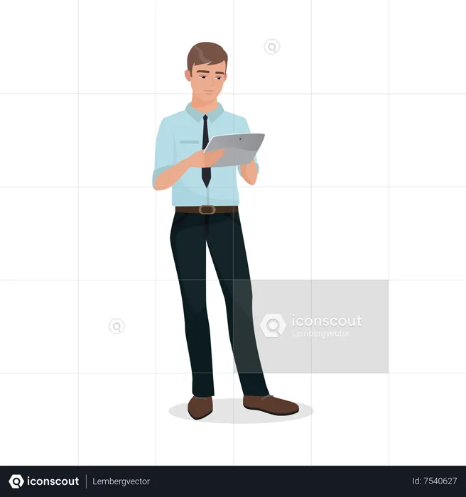 Male employee holding tablet  Illustration