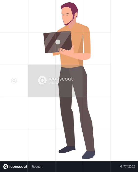 Male employee of business company working with tablet  Illustration