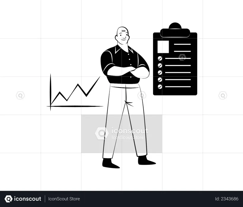 Male employee performance board  Illustration