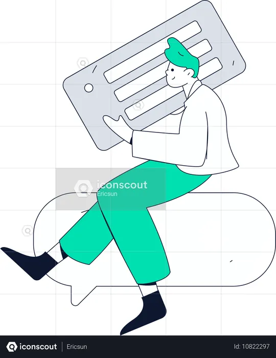 Male employee showing business growth with business plan  Illustration