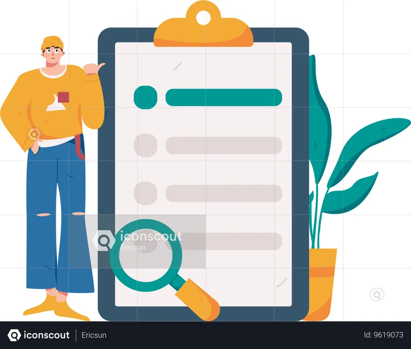 Male employee showing to do list  Illustration