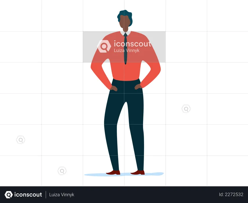 Male employee standing with both hand in pocket  Illustration