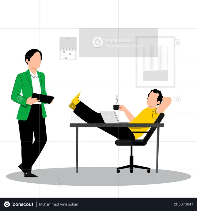 Male employee talking coffee at office  Illustration