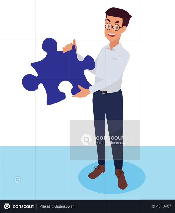 Male employee with creative solution  Illustration