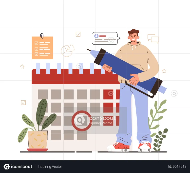 Male employee with planning skill  Illustration