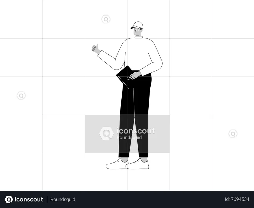 Male employee with report  Illustration