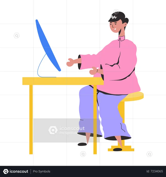 Male employee working at office  Illustration