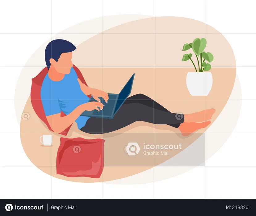 Male employee working from home  Illustration