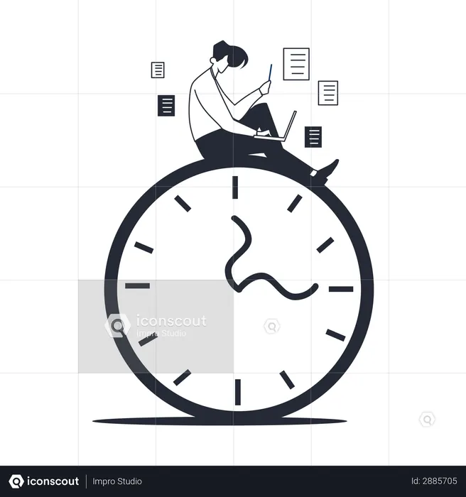 Male employee working from home in working hours  Illustration
