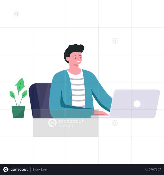 Male employee working in office  Illustration