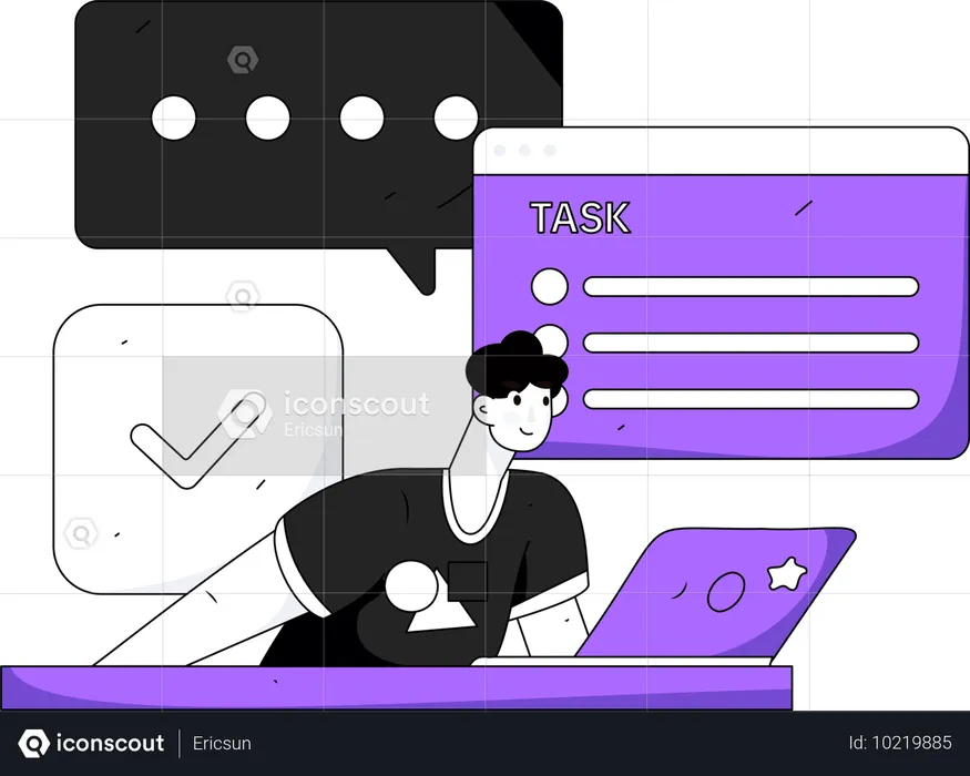 Male employee working on business task  Illustration