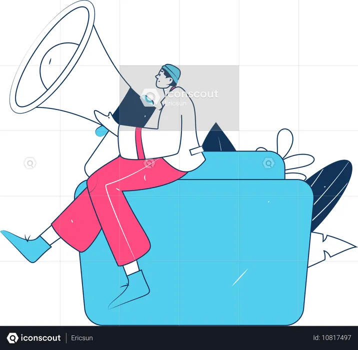 Male employee working on Schedule Announcement  Illustration