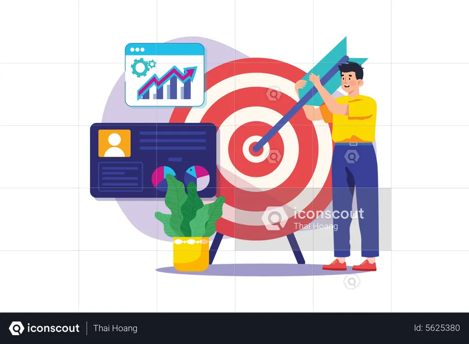 Male Employee Works For Target Audience  Illustration