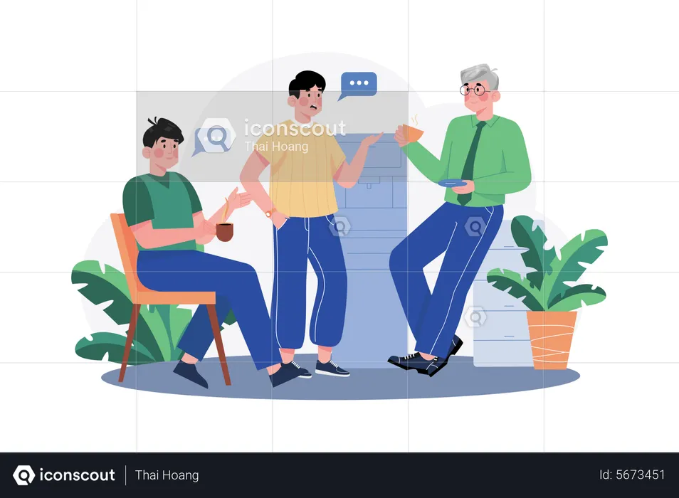 Male employees chatting with each other  Illustration