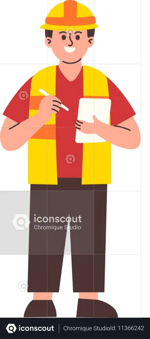 Male Engineer Taking Notes  Illustration