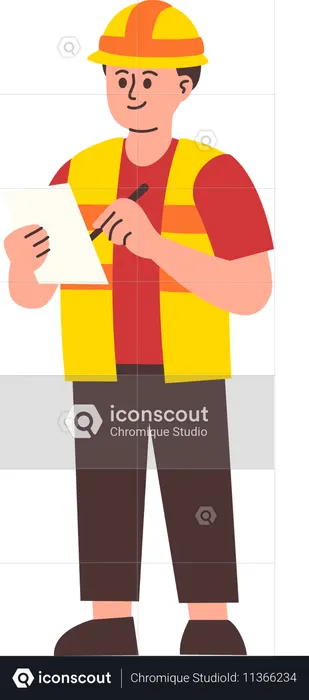 Male Engineer Taking Notes  Illustration
