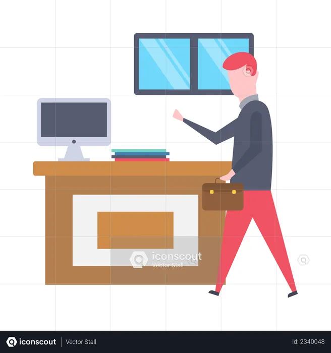 Male executive leaving office  Illustration