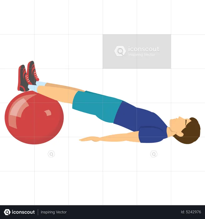 Male exercising with gym ball  Illustration