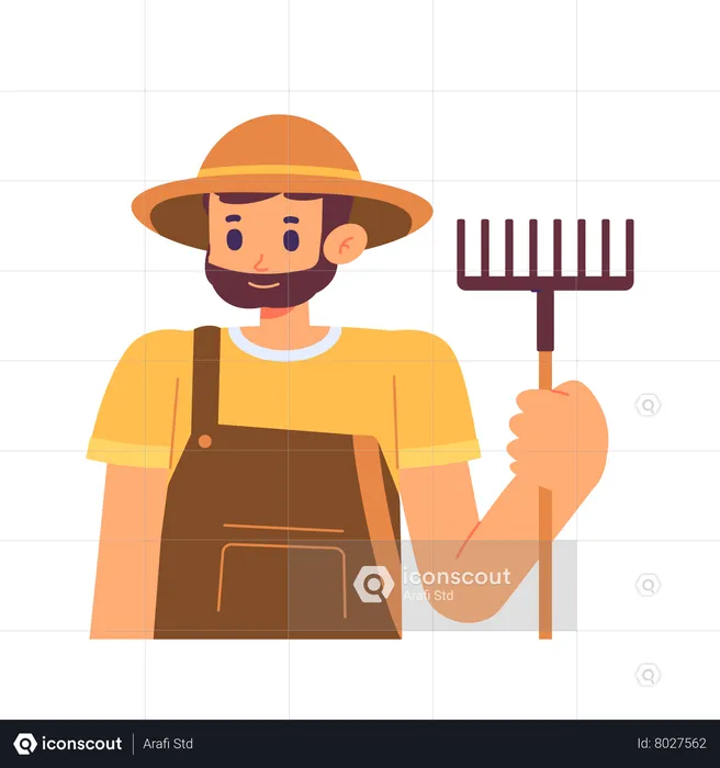 Male Farmer holding rack  Illustration