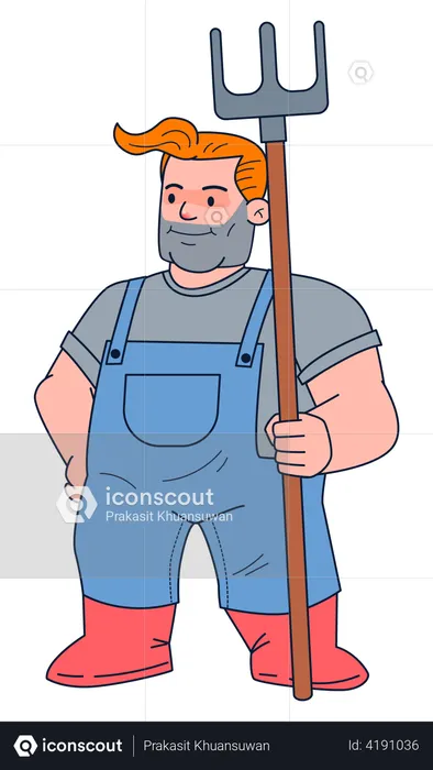 Male farmer holding shovel  Illustration