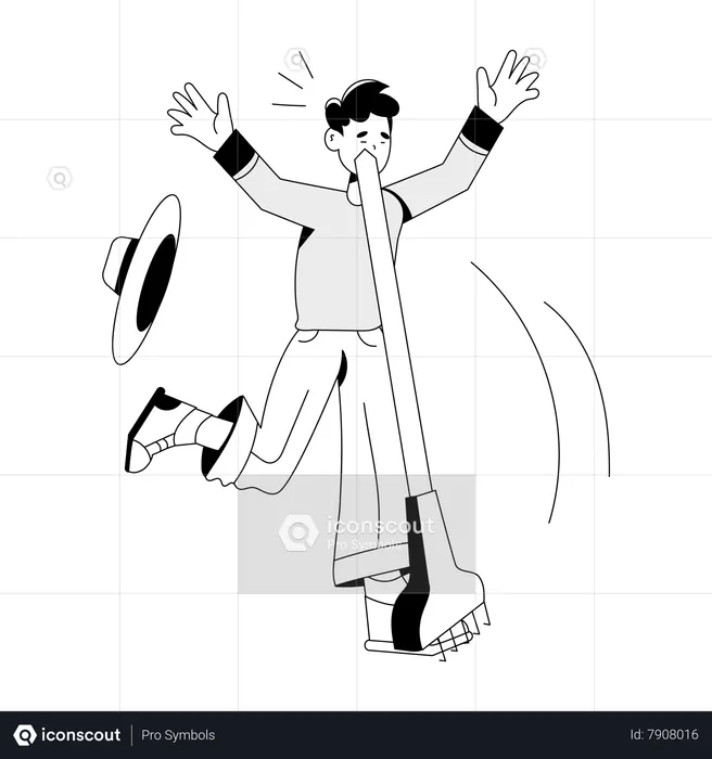 Male farmer Stepping on Rake  Illustration