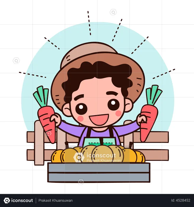 Male farmer with grocery  Illustration