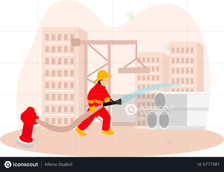 Male Firefighter  Illustration