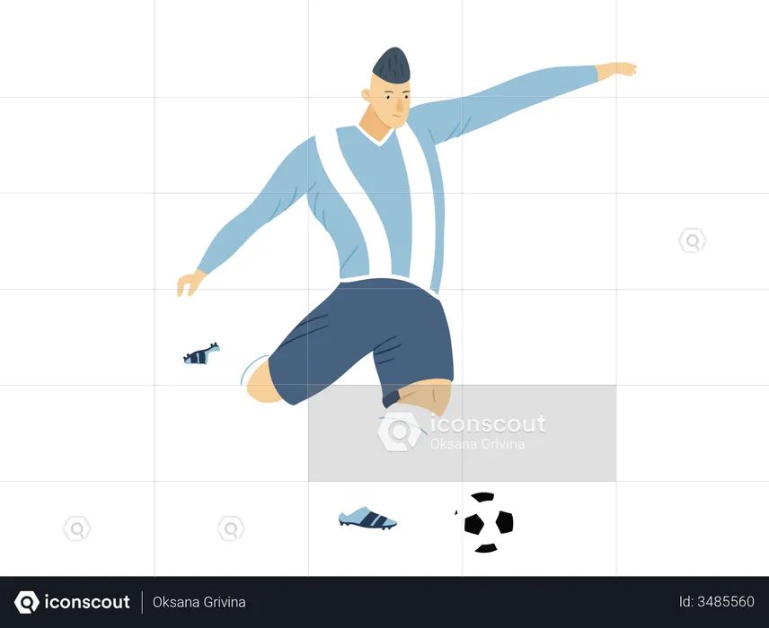 Male Footballer Dribbling ball  Illustration