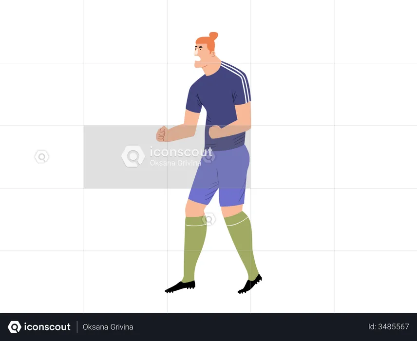 Male Footballer enjoying success  Illustration