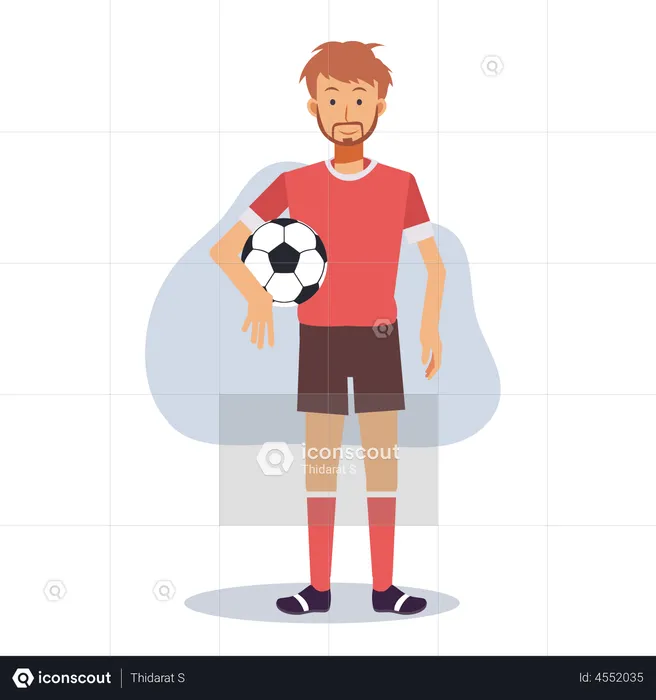 Male footballer holding ball  Illustration