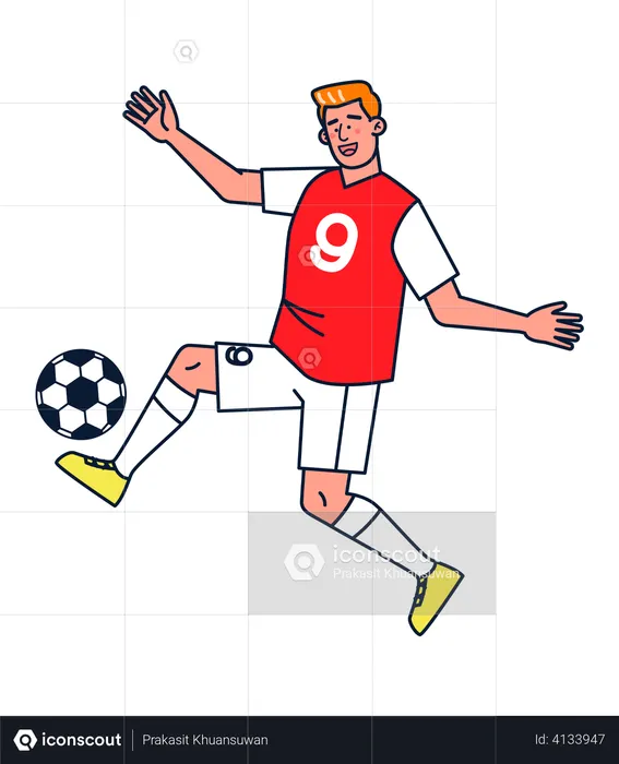 Male footballer kicking ball  Illustration