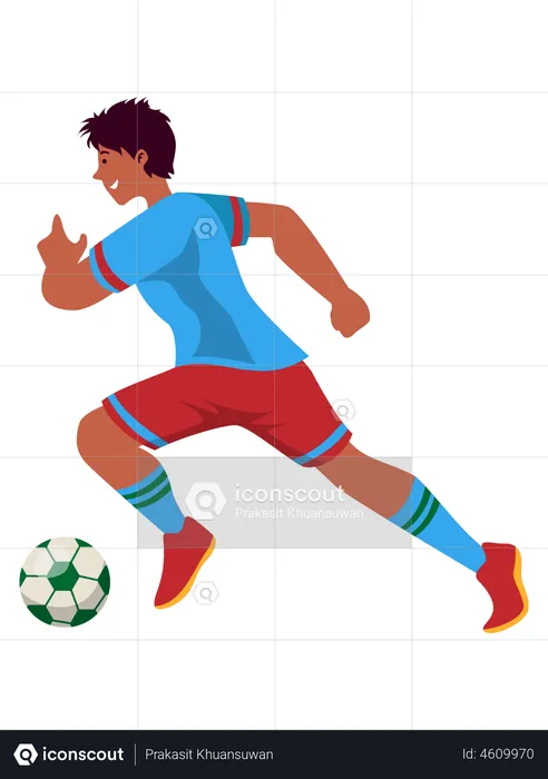 Male footballer playing football  Illustration