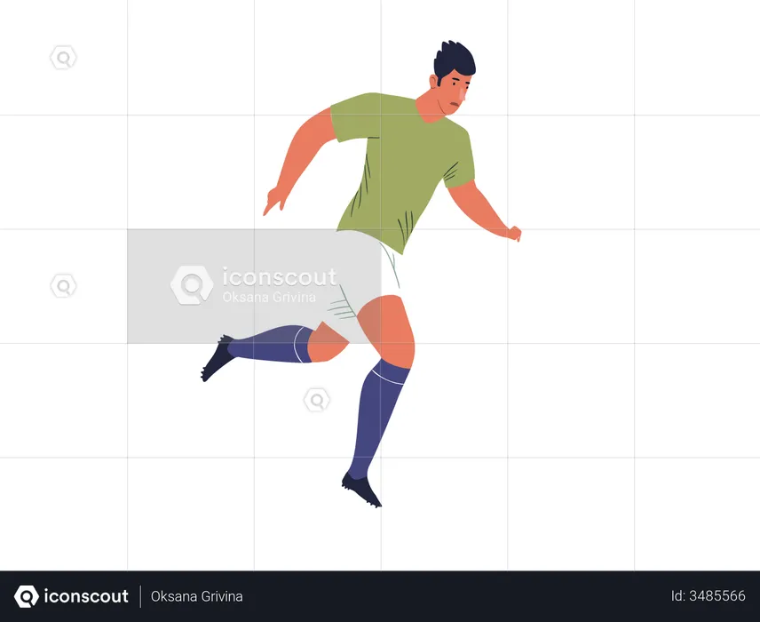 Male footballer running  Illustration