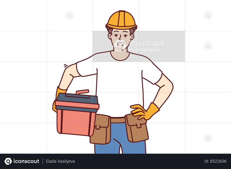 Male foreman holds case  Illustration