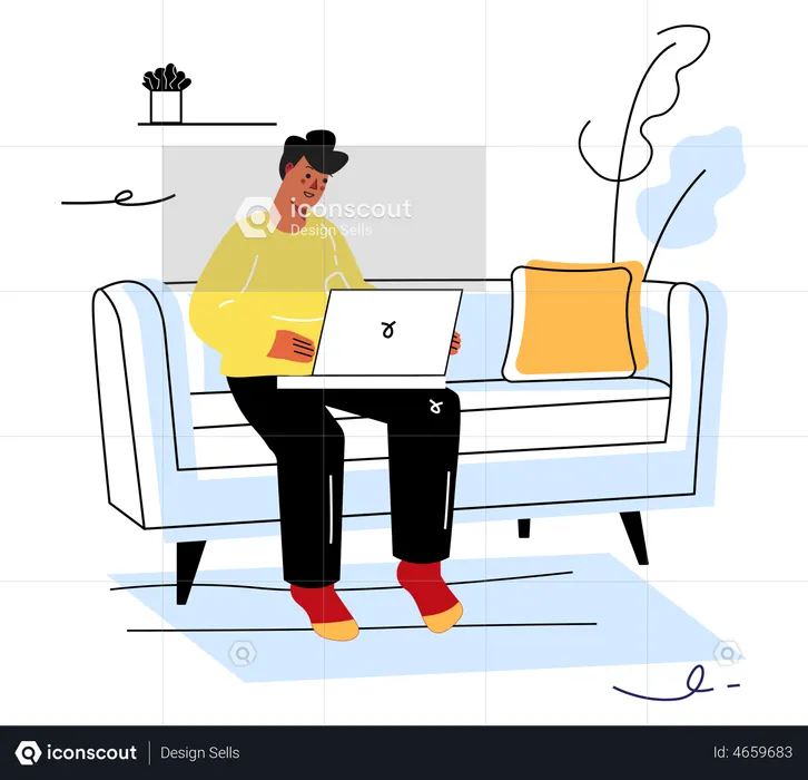 Male Freelance working from home  Illustration