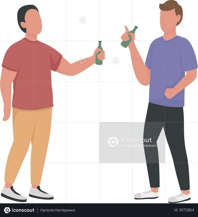 Male friends drinking together  Illustration