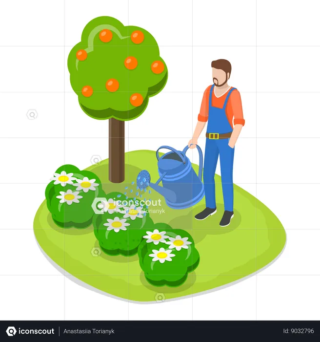 Male gardener doing gardening  Illustration