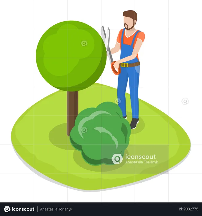 Male gardener doing gardening  Illustration