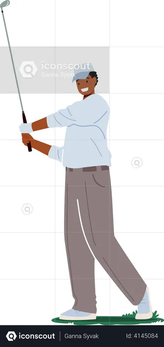 Male Golfer hitting long shot  Illustration