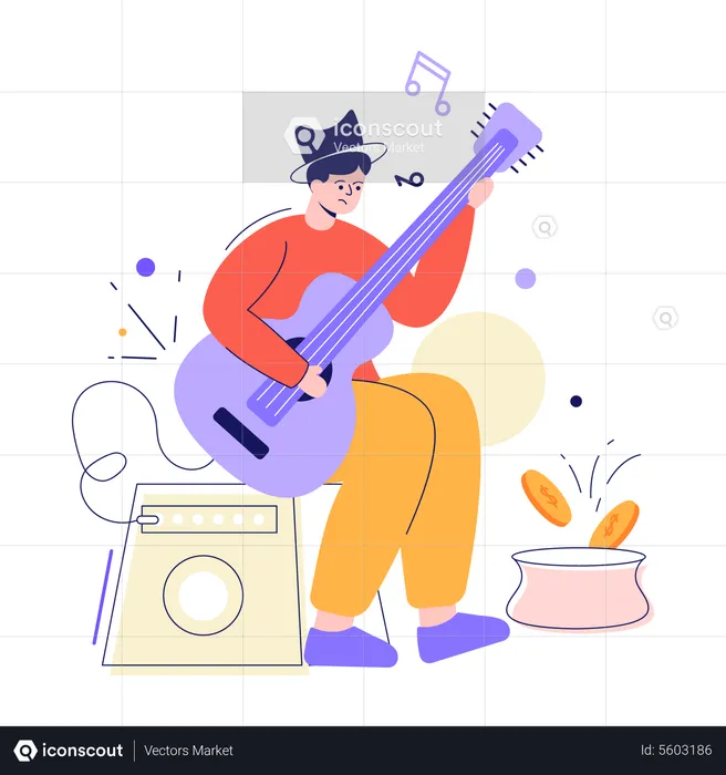 Male Guitar Player  Illustration