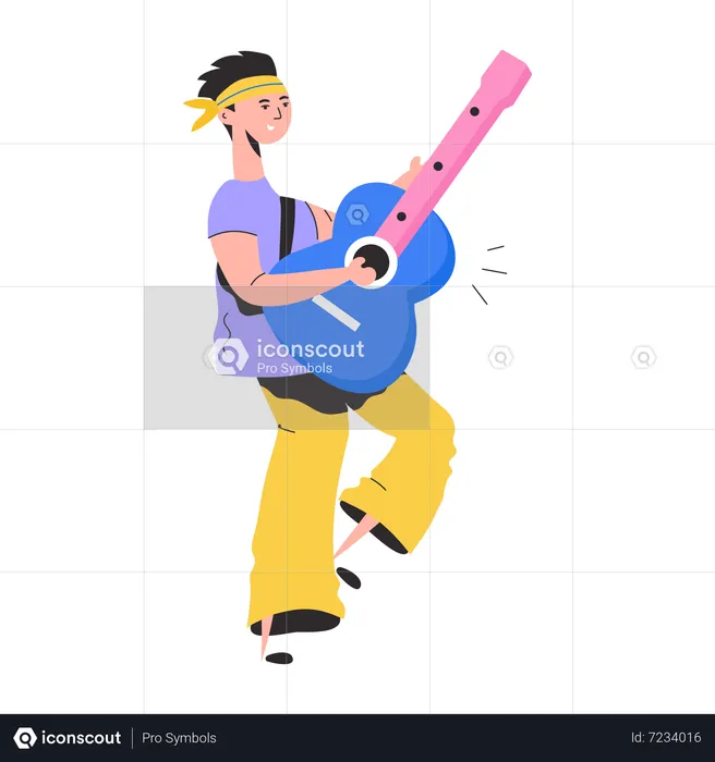 Male Guitarist playing guitar  Illustration
