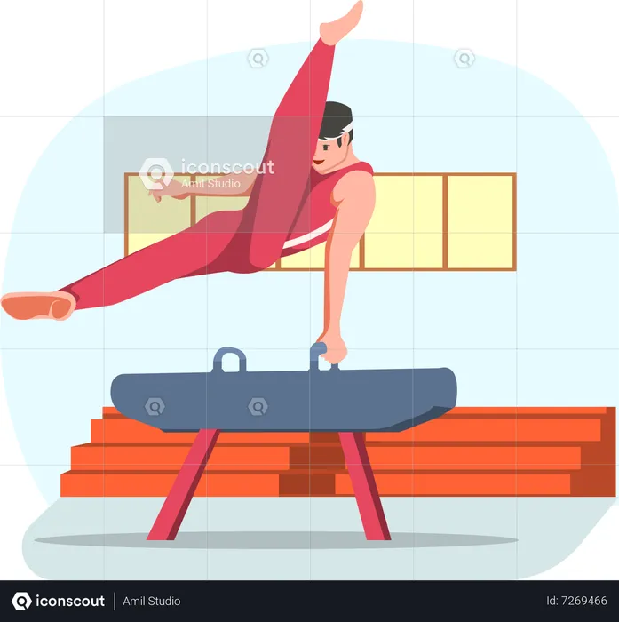 Best Male Gymnast Illustration download in PNG & Vector format