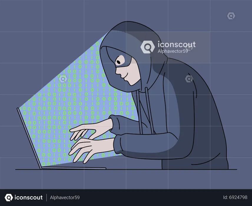 Système de piratage informatique masculin  Illustration
