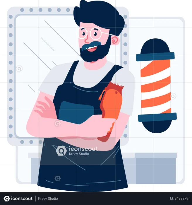 Male hairdresser in saloon  Illustration